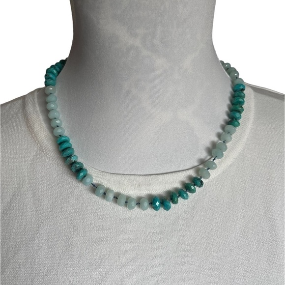 Teal & Light Blue Beaded Statement Necklace - Picture 1 of 2